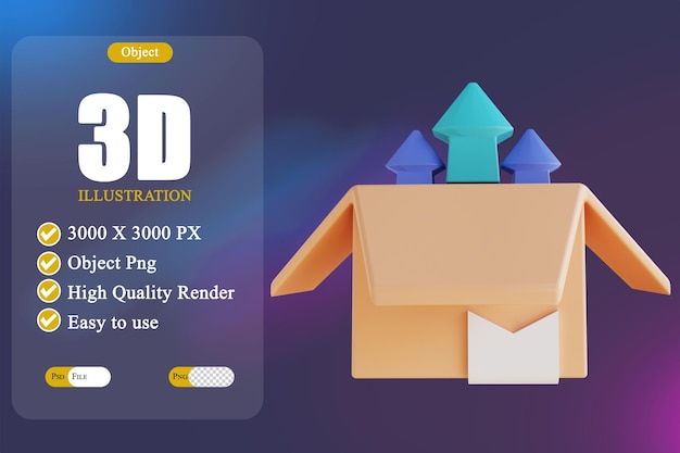 3D illustration open box package 4