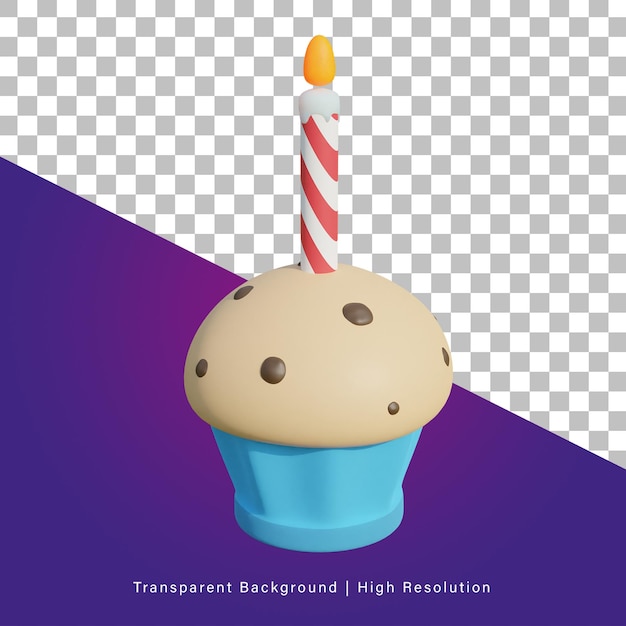 3D illustration of party cupcake