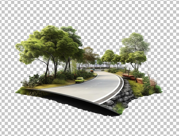 3d illustration of piece of green highway road isolated creative travel and tourism road 3d design