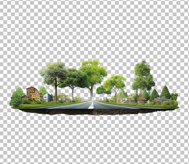 3d illustration of piece of green highway road isolated creative travel and tourism road 3d design