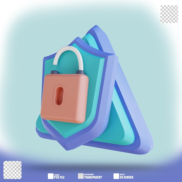 3D illustration protect security unlock 2