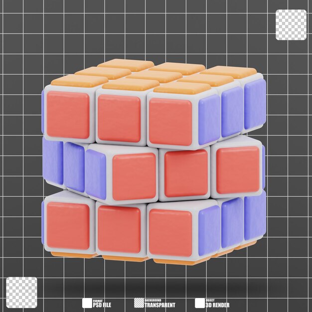 PSD 3d illustration of rubik s toy