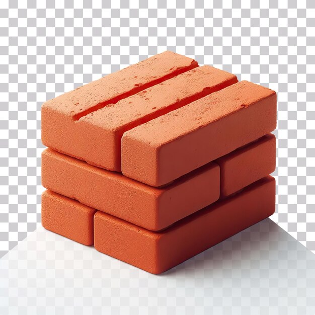 PSD 3d illustration of a stack of red bricks isolated on a transparent background