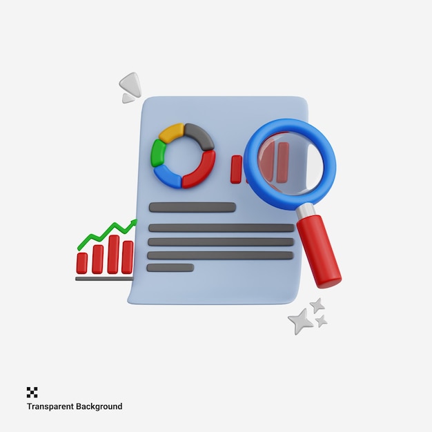 PSD 3d illustration of strategic market research for informed decisions