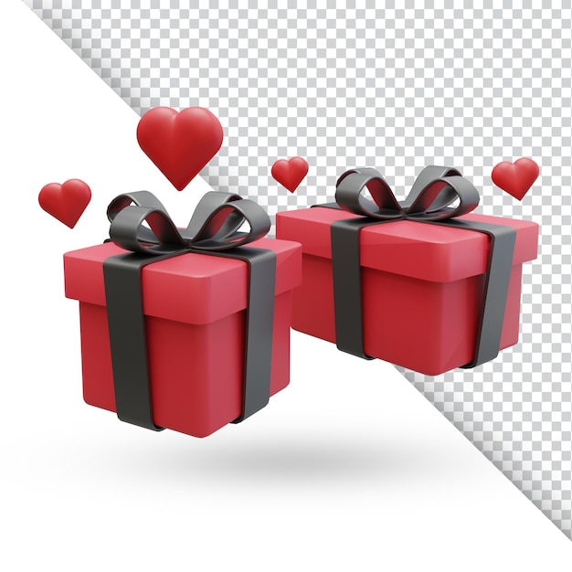 3d illustration of two valentines day gift boxes