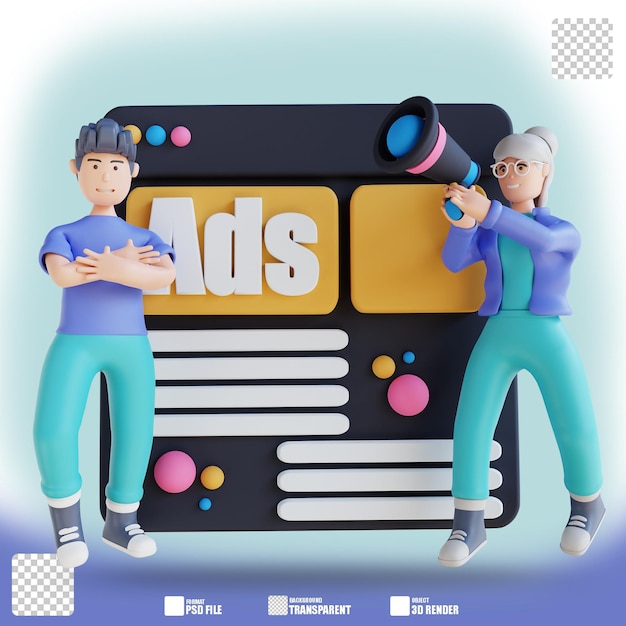 3D illustration website advertising online