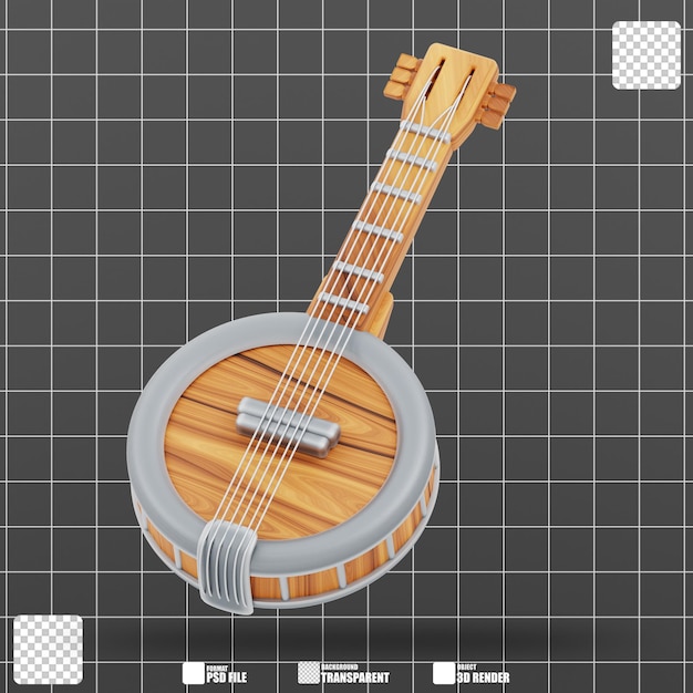 PSD 3d ilustracja banjo