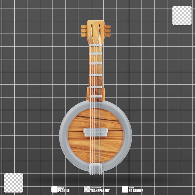 PSD 3d ilustracja banjo