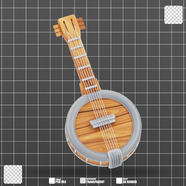 PSD 3d ilustracja banjo