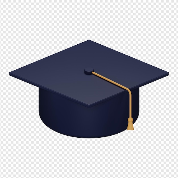 3d isolated render of graduation hat icon psd