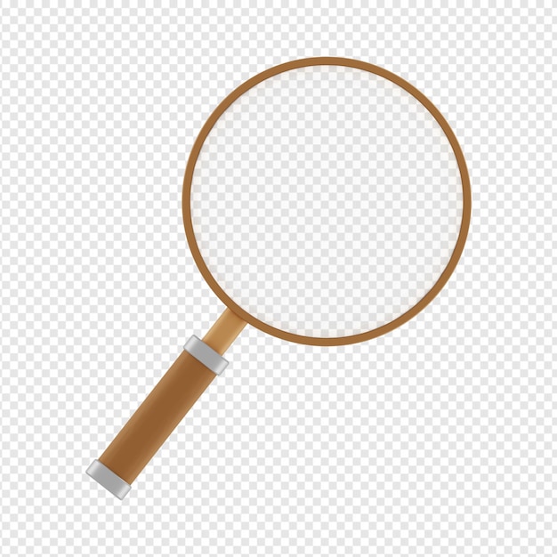 3d isolated render of magnifying glass icon psd