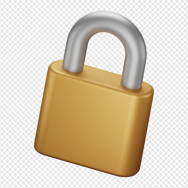 3d isolated render of padlock icon psd