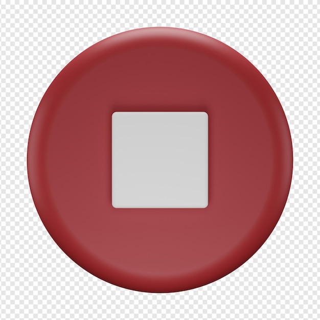 3d isolated render of stop button icon psd