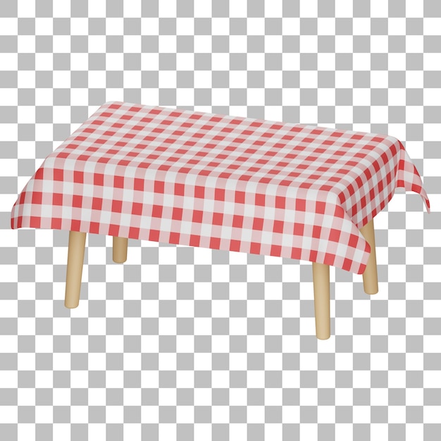 3d isolated render of tablecloth and table icon psd