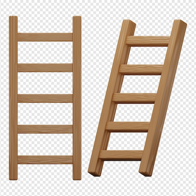 3d isolated render of wooden ladder icon