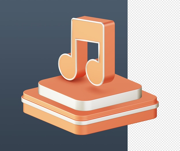 3d isometric of orange music note with podium icon for UI UX web mobile apps social media ads design