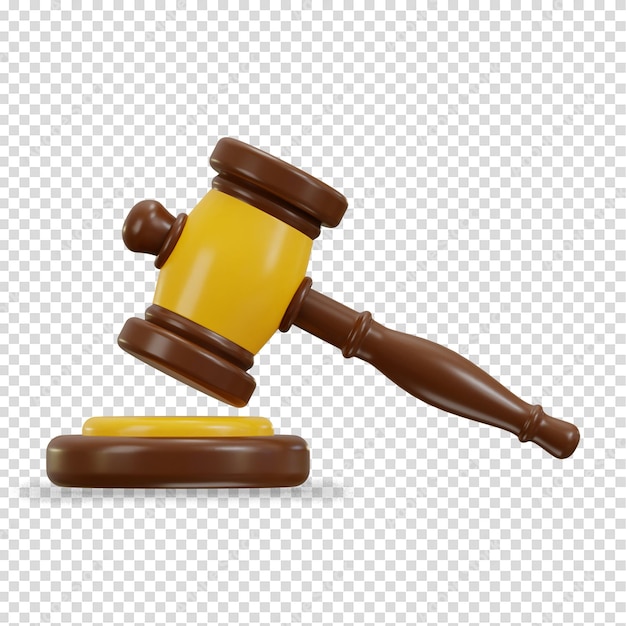 PSD 3d judicial gavel icon or 3d judgement hammer law gavel icon illustration