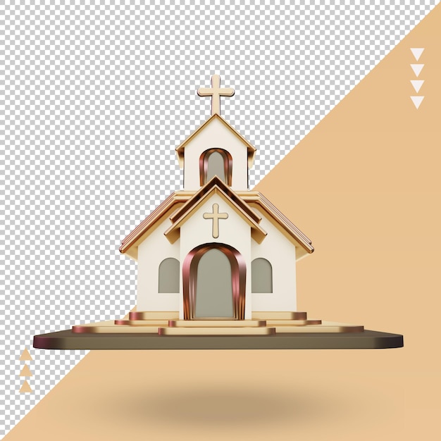 PSD 3d kerk pasen pictogram weergave vooraanzicht