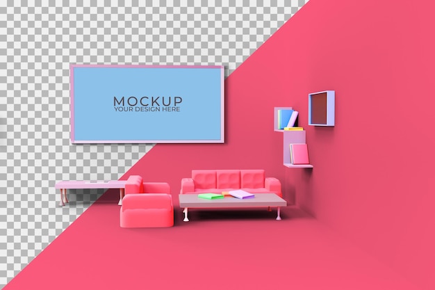 3d living room design mockup