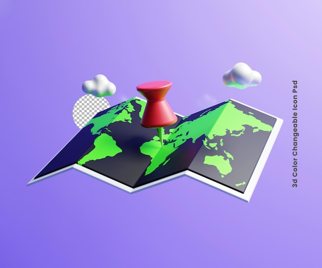 3d Location map pin icon or 3d global location map pin icon