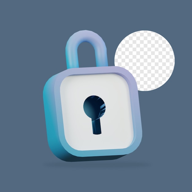 3D Lock Profile Icon UI