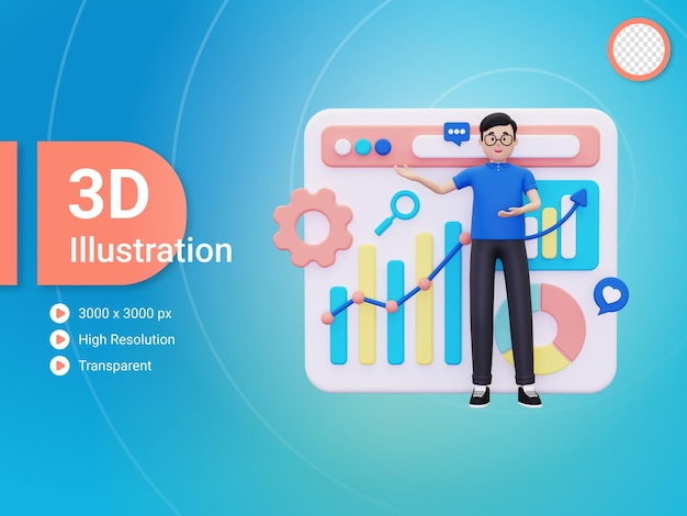 3d Marketing Analysis Growth illustration