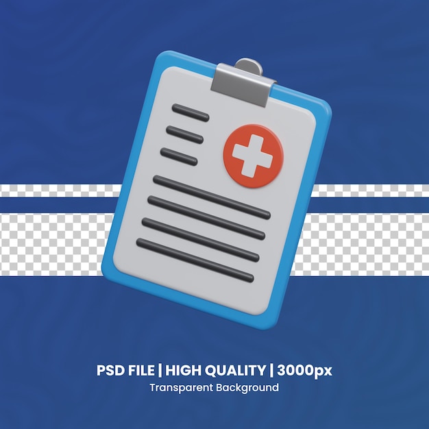 PSD 3d medical report icon illustration transparent background health and medical 3d set