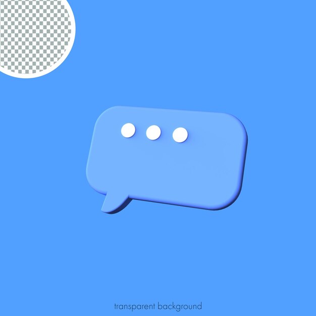 PSD 3d minimal blue bubbles chat icon  transparent background  messages icon 3d rendering illustration