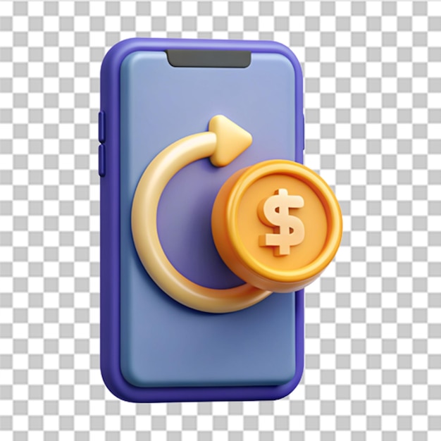 PSD 3d money exchange icon on phone concept of currency exchange or cash back money conversion dollar icon trendy and modern vector in 3d style