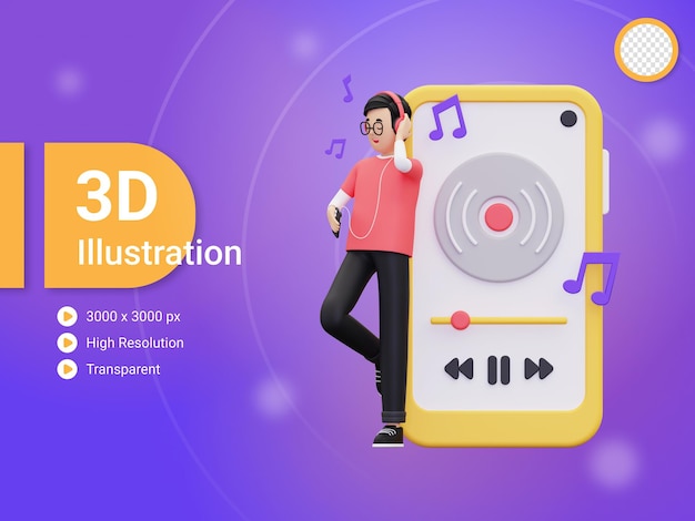 3d music lover illustration