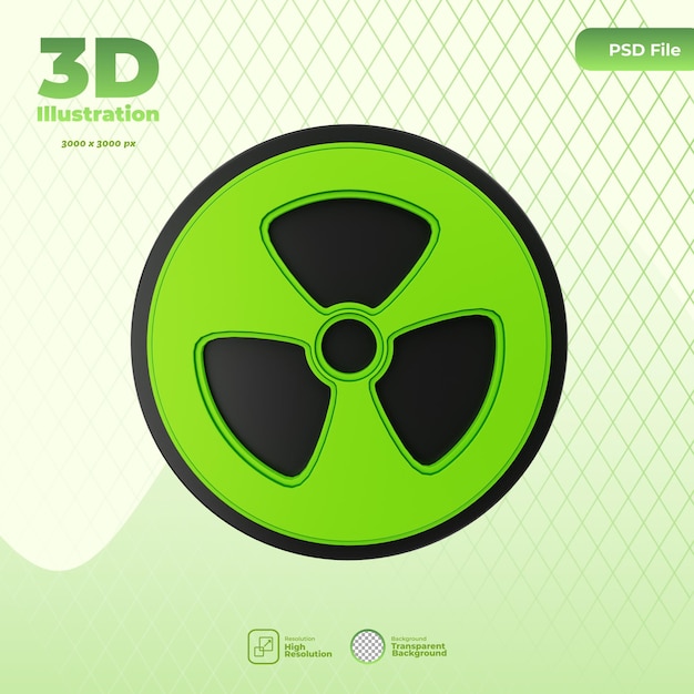 PSD 3d nuclear energy icon illustration