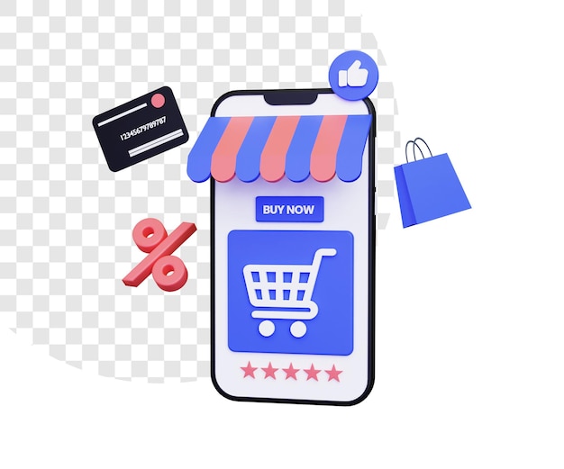 3d online shopping illustration