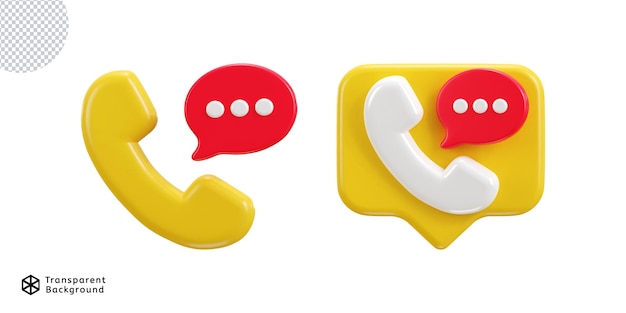 PSD 3d phone call and bubble chatting icon illustration set