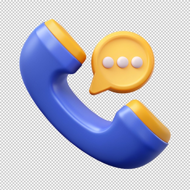 PSD 3d phone handset icon with speech bubble for customer support