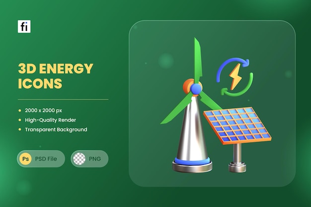 PSD 3d pictogram illustratie hernieuwbare energie