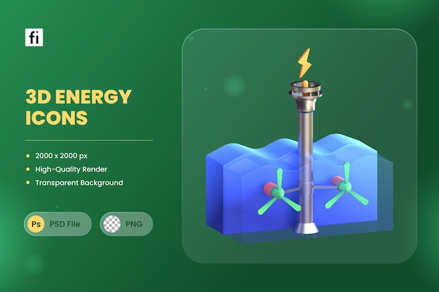 PSD 3d pictogram illustratie vloedgolf energie