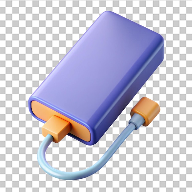 PSD 3d power bank isolated on white background charger portable device for recharge can be used for many purposes trendy and modern vector in 3d style