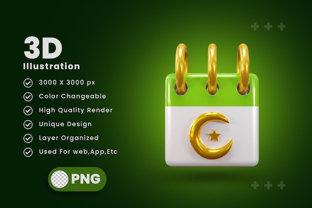 3d Ramadan Islamic element rendering icon Ramadan Calendar icon 3d