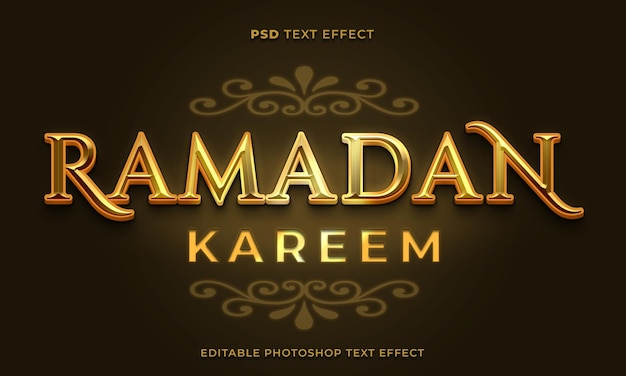 3D ramadan kareem text effect template with gold color