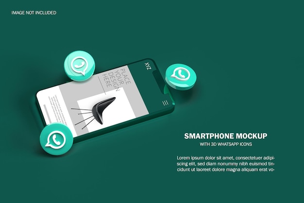 3d Realistic Smartphone with Social Media Icons Mockup