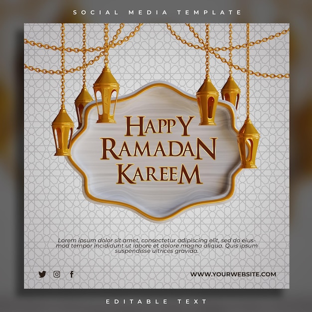 3d render 3d rendering Ramadan kareem square template