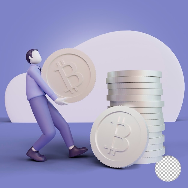 3d render businessman lifting coins with color of the year 2022