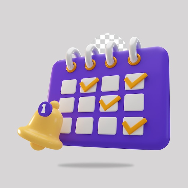 3d render calendar icon isolated