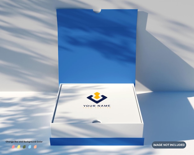 PSD 3d render cardboard box packaging mock up with shadow