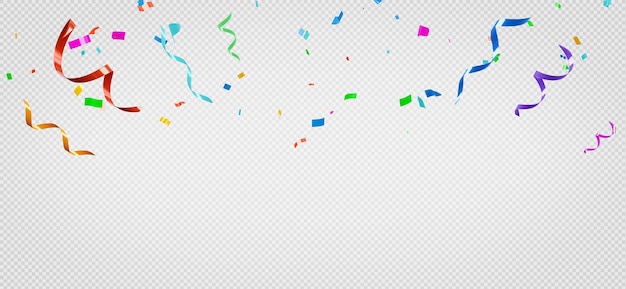 3d render of colorful confetti on transparent background