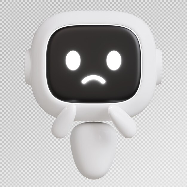 PSD 3d render cute robot with hand gesture