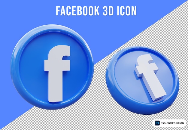 3d render facebook logo isolated