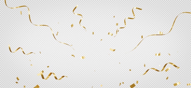 3d render of golden confetti on transparent background