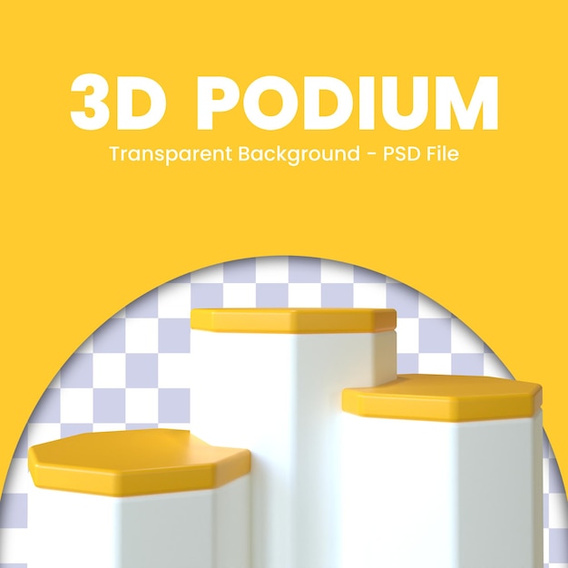 PSD 3d render of hexagon podium