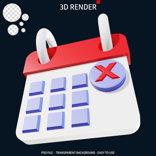 3d render icon warning date 2